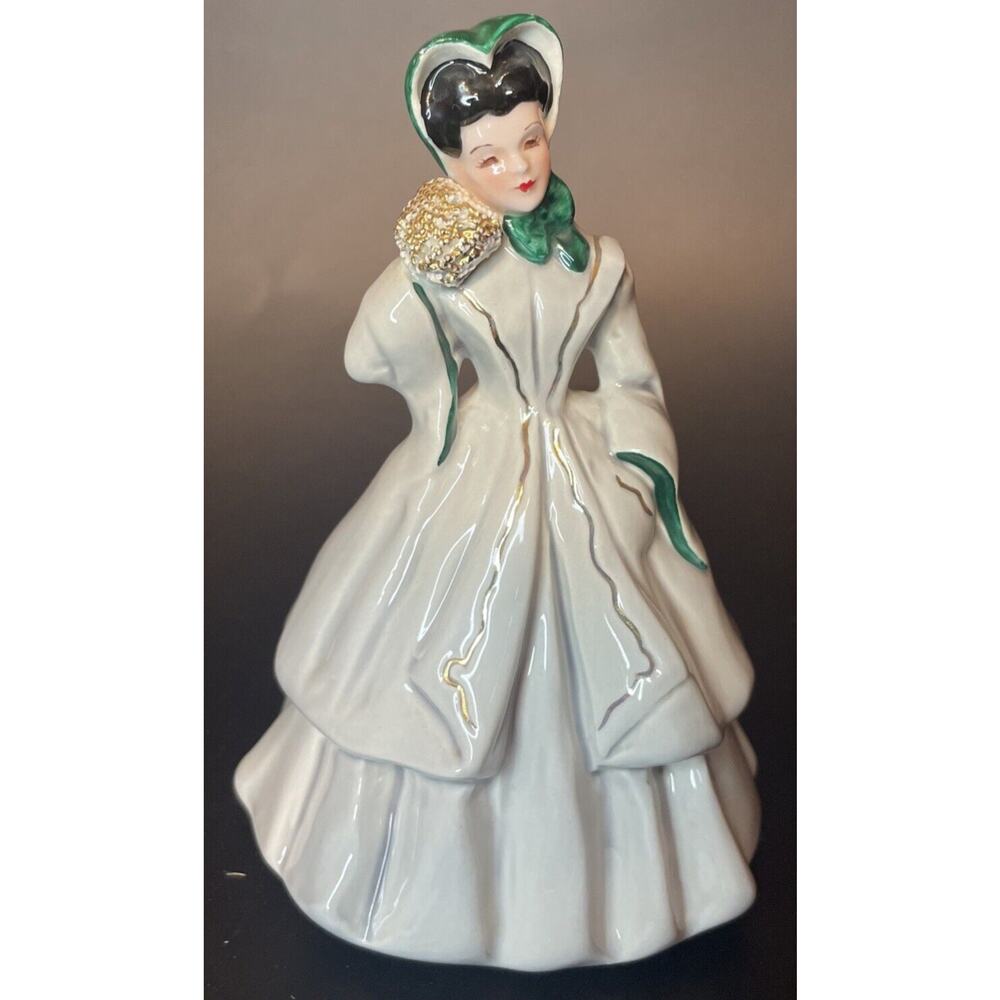 Vintage Florence Ceramics Figurine Irene 6" Green & White *Tiny Flaw*